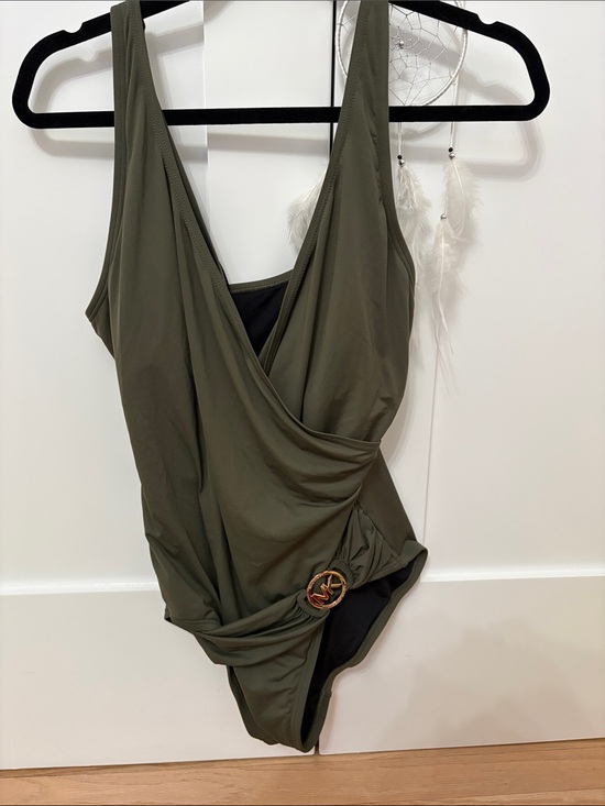 Michael Kors Other - Michael Kors Olive Green Draped One-Piece Swimsuit with Gold Ring
